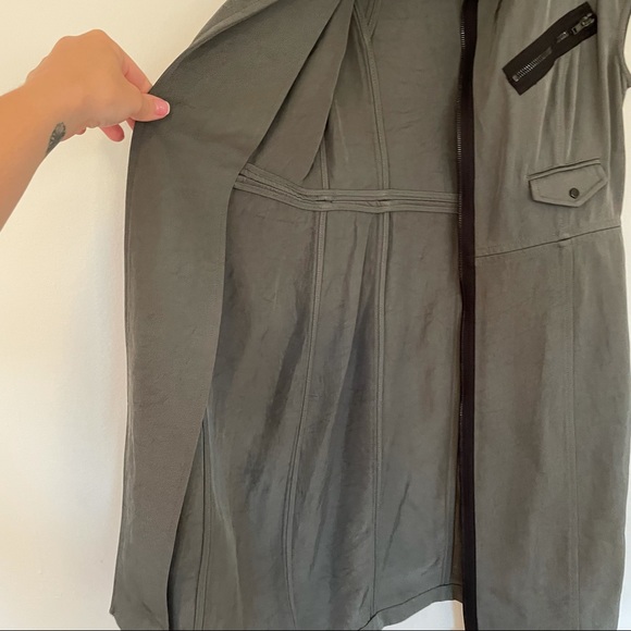 Alexander Wang Twill Olive Green Military Sheath Zipper Designer Dress 4 - Picture 8 of 11